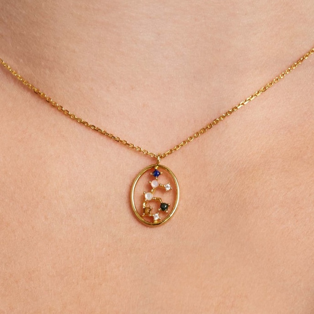 💫 18k Gold Vermeil Zodiac Virgo Necklace with Real Gemstones